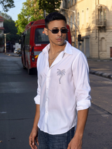 White Cotton Formal Shirt - Coastal Palm Regular Fit Men's Shirt