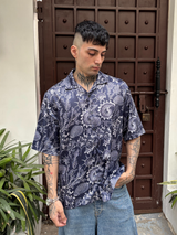 Dark Coral Breeze Shirt - Relaxed Fit Men's Printed Shirt