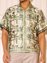 Jungle Daydream Drop Shoulder Shirt - Relaxed Fit Satin Men's Printed Shirt