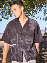 Lightweight Oversized Men's Shirt - Midnight Banquet Printed Shirt