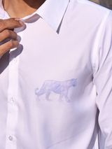 White Cotton Formal Office Shirt - Silent Strength Panther Regular Fit Shirt