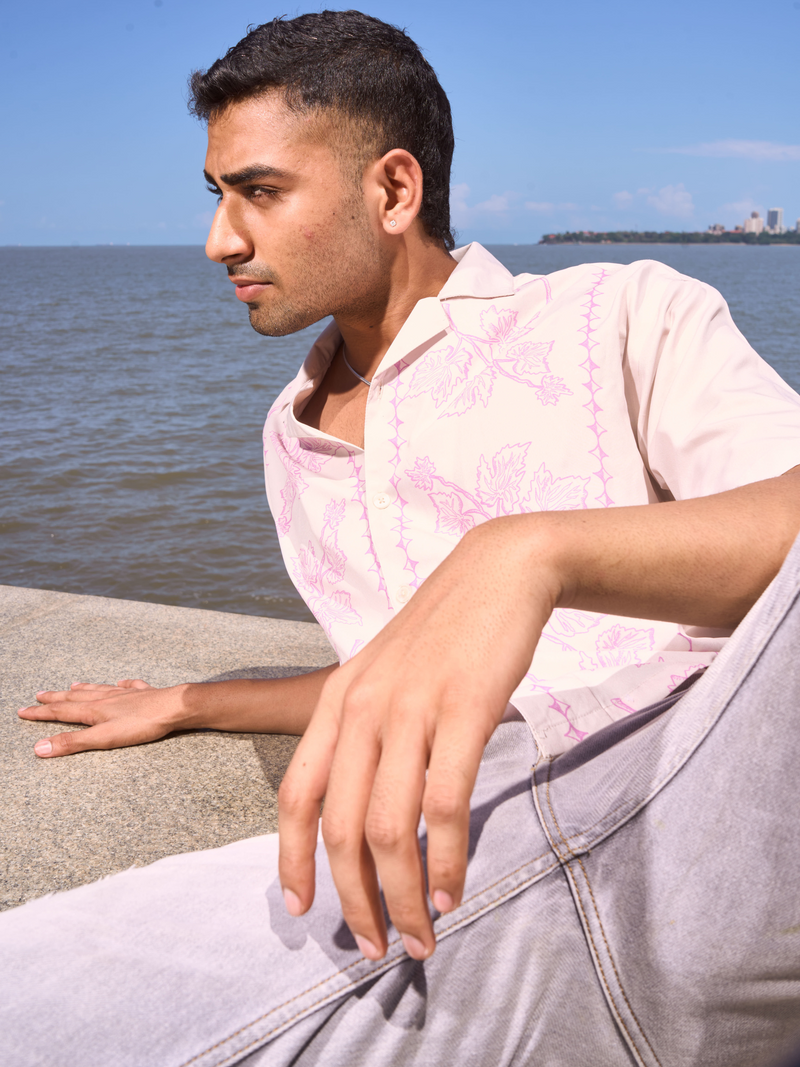 Lavender Vine Printed Shirt- Lightweight Oversized Shirt