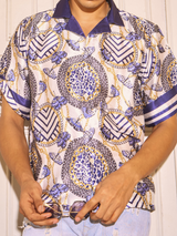 Relaxed Fit Satin Men's Printed Shirt - Regal Butterfly Drop Shoulder Shirt