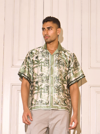 Jungle Daydream Drop Shoulder Shirt - Relaxed Fit Satin Men's Printed Shirt