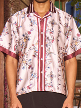 Renaissance Muse Drop Shoulder Fit - Relaxed Fit Satin Men's Printed Shirt