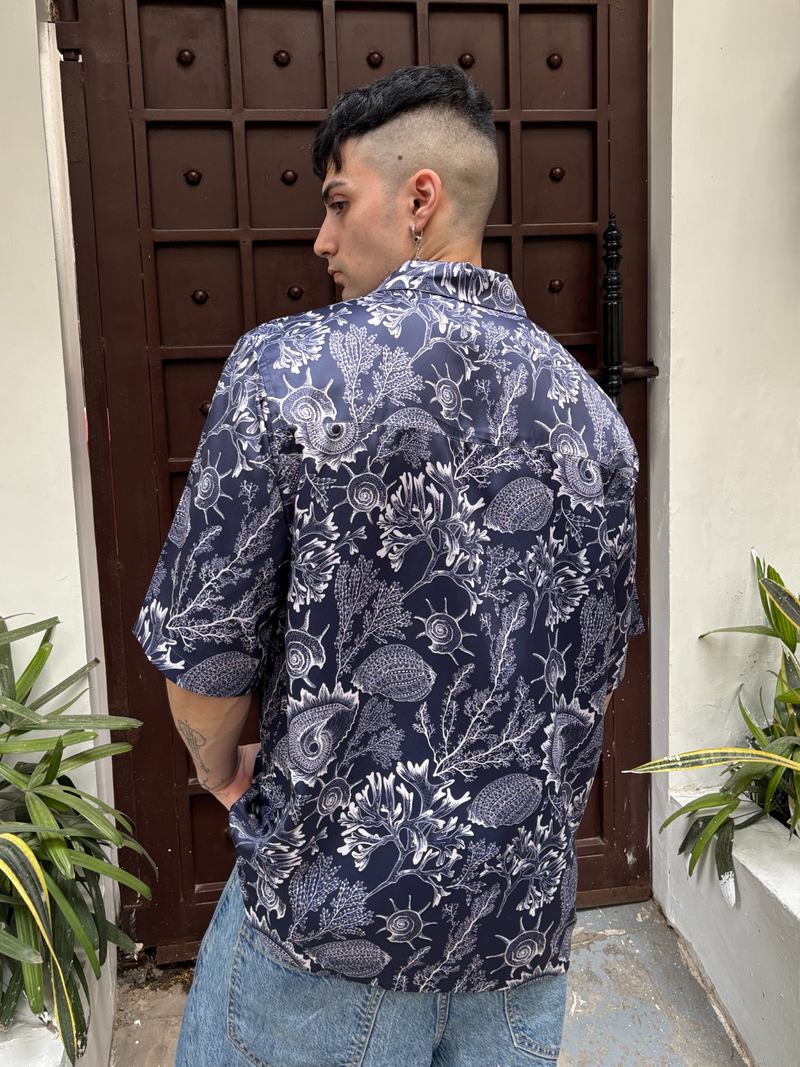 Dark Coral Breeze Shirt - Relaxed Fit Men's Printed Shirt