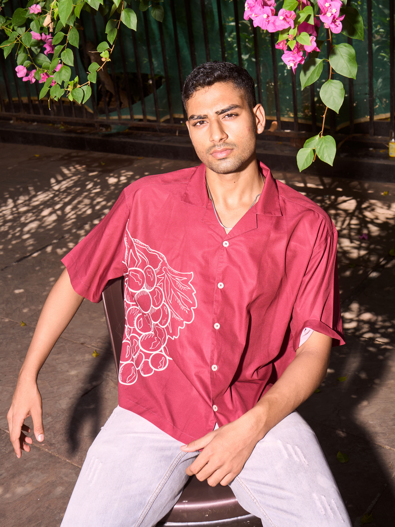 Oversized Streetwear - Crimson Harvest Printed Shirt