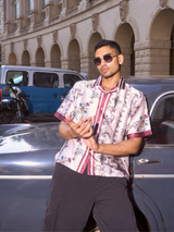 Renaissance Muse Drop Shoulder Fit - Relaxed Fit Satin Men's Printed Shirt