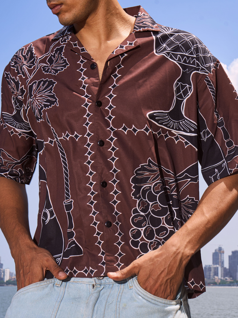 Grapes Redefined Men's Printed Shirt - Lightweight Oversized Shirt