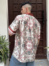 Relaxed Fit Satin Men's Printed Shirt - Greek Noons Drop Shoulder Shirt