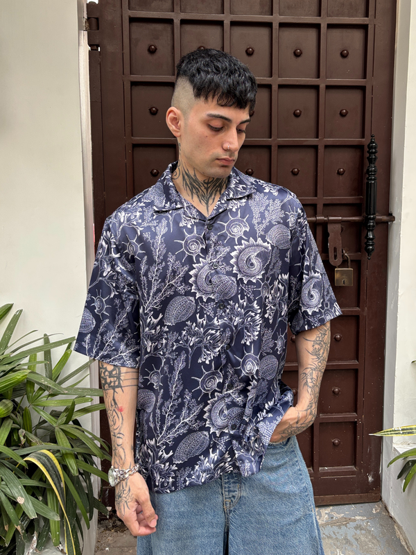 Dark Coral Breeze Shirt - Relaxed Fit Men's Printed Shirt