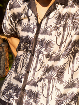 Desert Mirage Drop Shoulder Shirt - Relaxed Fit Satin Men's Printed Shirt