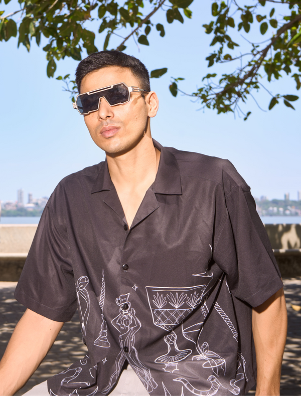 Lightweight Oversized Men's Shirt - Midnight Banquet Printed Shirt