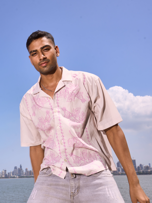 Lavender Vine Printed Shirt- Lightweight Oversized Shirt