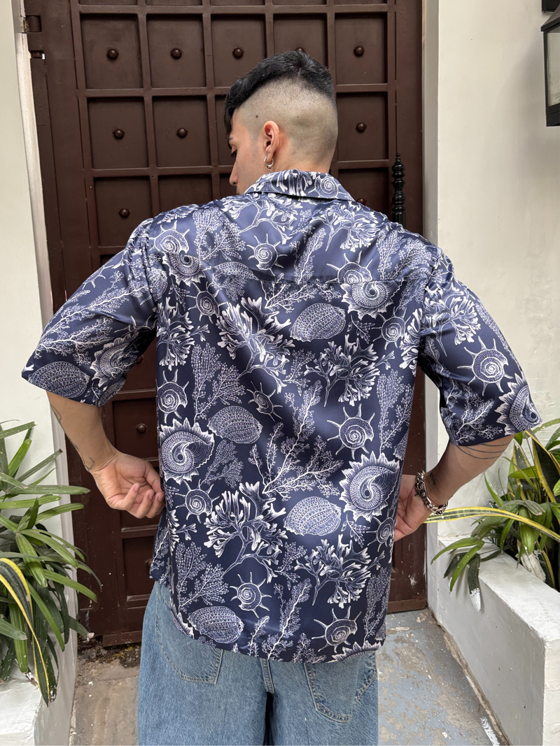 Dark Coral Breeze Shirt - Relaxed Fit Men's Printed Shirt