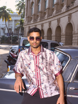 Renaissance Muse Drop Shoulder Fit - Relaxed Fit Satin Men's Printed Shirt