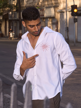 White Cotton Formal Shirt - Solar Echo Regular Fit Men's Shirt