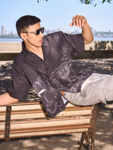 Lightweight Oversized Men's Shirt - Midnight Banquet Printed Shirt