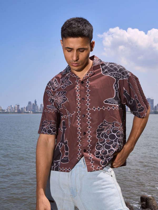 Grapes Redefined Men's Printed Shirt - Lightweight Oversized Shirt