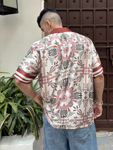 Relaxed Fit Satin Men's Printed Shirt - Greek Noons Drop Shoulder Shirt