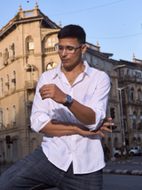 White Cotton Formal Office Shirt - Silent Strength Panther Regular Fit Shirt