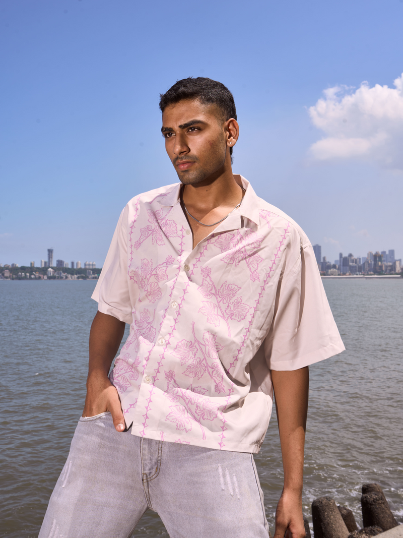 Lavender Vine Printed Shirt- Lightweight Oversized Shirt