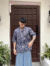 Dark Coral Breeze Shirt - Relaxed Fit Men's Printed Shirt
