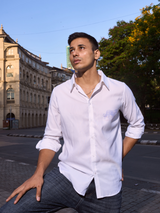 White Cotton Formal Office Shirt - Silent Strength Panther Regular Fit Shirt