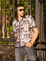 Desert Mirage Drop Shoulder Shirt - Relaxed Fit Satin Men's Printed Shirt