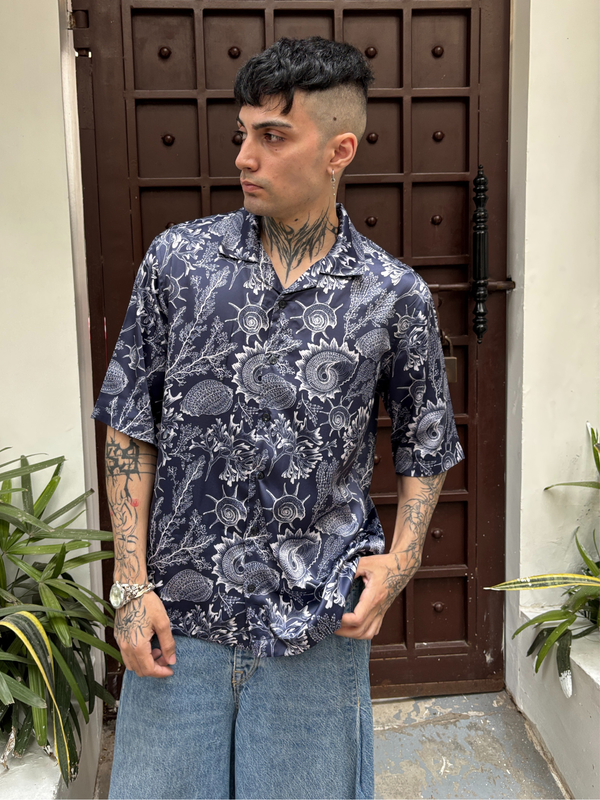 Dark Coral Breeze Shirt - Relaxed Fit Men's Printed Shirt