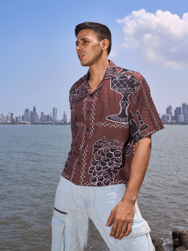 Grapes Redefined Men's Printed Shirt - Lightweight Oversized Shirt