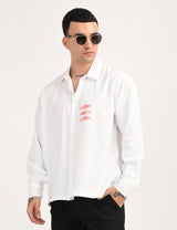White Cotton Formal Shirt - Textured Fish Button Down Regular Fit Men's Shirt