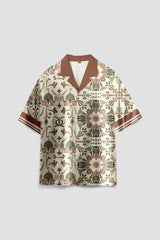 Relaxed Fit Satin Men's Printed Shirt - Greek Noons Drop Shoulder Shirt